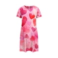 thumbnail image 3 of WCJM Pink Plus Size Casual Sleep Dress Women's Plus Heart Print Short Sleeve Round Neck Medium Stretch Loose Nightdress Valentine's Day Nightdress, 3 of 4