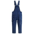 thumbnail image 2 of KIDSCOOL SPACE Girls Denim Overalls,Little Big Kids High Stretchy Jean Dungarees Pants,Mid Blue,4-5 Years, 2 of 8