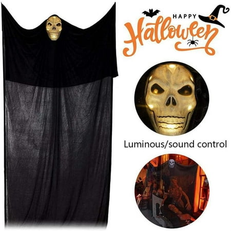 

Halloween Ghost Decoration Hanging Lighted Glowing Ghost Pendant Voice Control for Garden Yard Decor