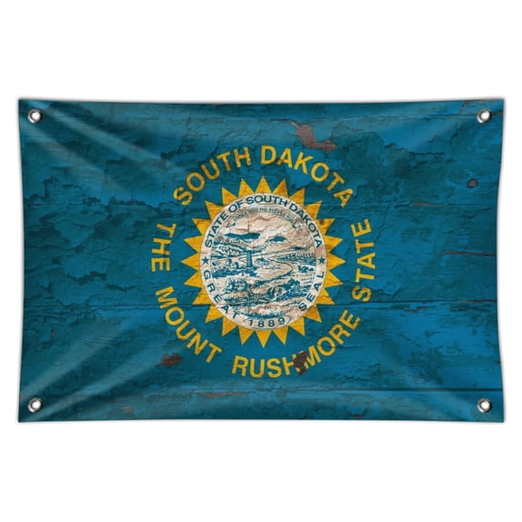 Rustic South Dakota State Flag Distressed USA Home Business Office Sign