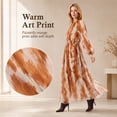 thumbnail image 4 of Alvantor Women's Smocked Waist Long Sleeve Maxi Dress, Orange Multi, 4 of 8