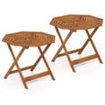 thumbnail image 1 of Gymax 2PCS 35.5'' Solid Wood Patio Dining Table w/1.97'' Umbrella Hole Slatted Tabletop, 1 of 10