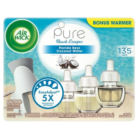 - Air Wick Pure Scented Oil Starter Kit (Free Warmer + 3 Refills), Florida Keys Coconut Water, Air Freshener
