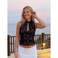 thumbnail image 3 of LMLYSoH Women Lace Tank Tops Slim Fit Cut Out Crewneck Sleeveless Crop Vest Trendy Summer Streetwear, 3 of 8