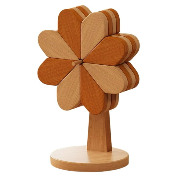 Hearth & Gear Wooden Windmill Decorative Ornament With Foldable Design Natural Color Desktop Art Piece For Home Modern Minimalist Style Pottery Set Place Mats Indoor Dining Washable Outdoor Dining