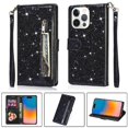 thumbnail image 1 of Case for FOXDOCK iPhone 15 Pro Glitter Zipper Wallet Case with Short Hand Strap, 1 of 4