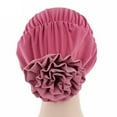 thumbnail image 4 of Walbest Women Elastic Flower Beanie Cap Chemo Hat Slouchy Snood Hat Cancer Headwear, Two-color Muslim Headwrap Hat, 4 of 7