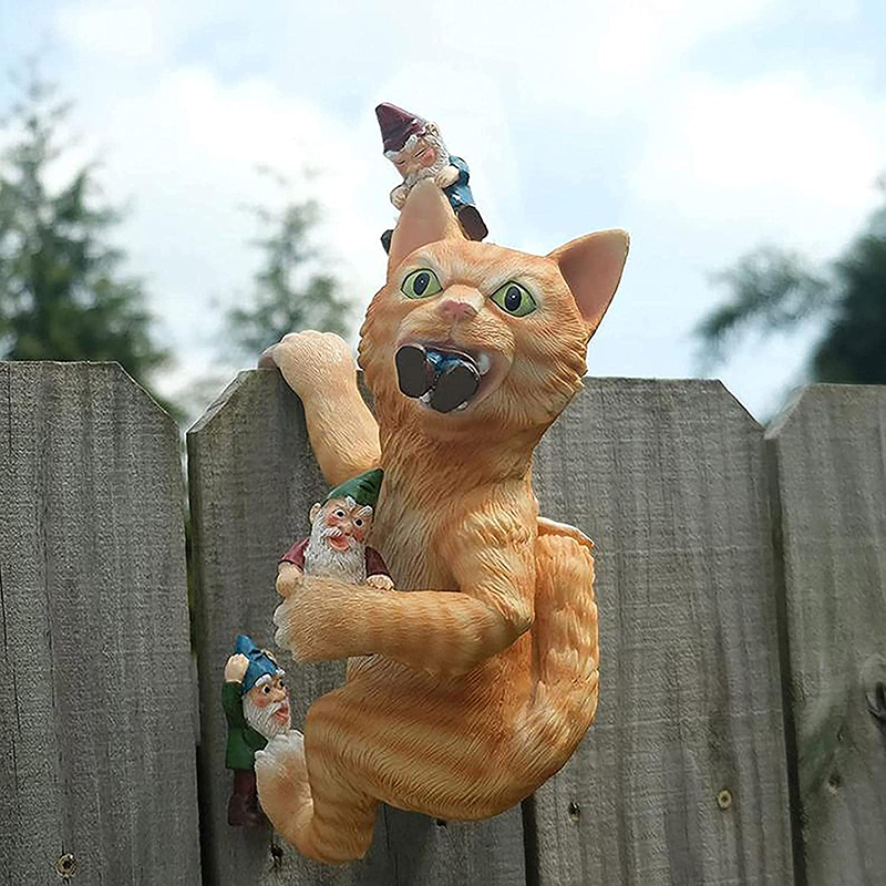 Buy Gnome Massacre Garden Statue Hilarious Cat Eating Gnome Dwarf