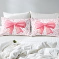 thumbnail image 5 of Cute Princess Comforter Cover Kawaii Bowknot Bedding Set King Teen Women,Fantasy Pink White Flower Plant Duvet Cover Watercolor Bow Bed Set Room Decor Zipper 3 Pcs, 5 of 5