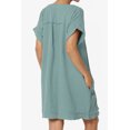thumbnail image 4 of Robe Mini Babydoll en Gaze de Coton à Manches Courtes Col en V Décontractée pour Femmes, 4 of 7