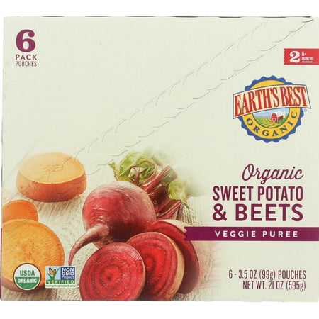 Photo 1 of 2 pack Earth's Best Organic Stage 2 Baby Food, Sweet Potato & Beets, 3.5 oz Pouch, 12 Pack BB 1/27/2024