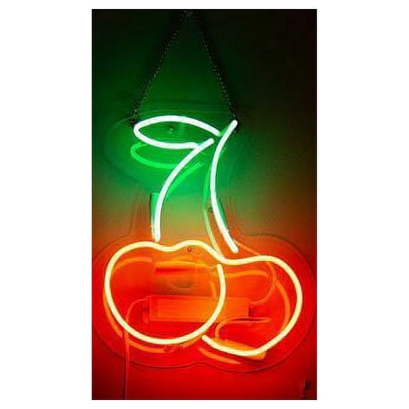 Queen Sense 14" Two Cherries Cherry Fruit Neon Sign Acrylic Man Cave Handmade Neon Light 114TCRA