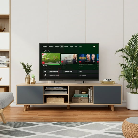 Gymax TV Stand with 2 Doors for TVs up to 63", Brown