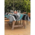 thumbnail image 2 of Outdoor Tablecloth with Umbrella Hole and Zipper, Turquoise Geometric Rectangle Table Cloth 60x102 Inch Waterproof Tablecloth, Grey Classic Abstract Lines Striped Picnic Table Cover for Patio Camping, 2 of 7