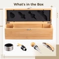 thumbnail image 5 of Wine Gift Box Set with Opener Accessories, Single Wooden Wine Box, Light Brown, 14.2 x 4.3 x 4.7 in / 36 x 11 x 12 cm, Solid Wood Wine Presentation Box for Standard Bottles, 5 of 5