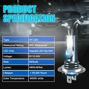 2pcs H7 Led Headlight Bulb Kit Car Fog Light Bulbs High Low Beam 110w 30000lm Super-Bright 6000k White