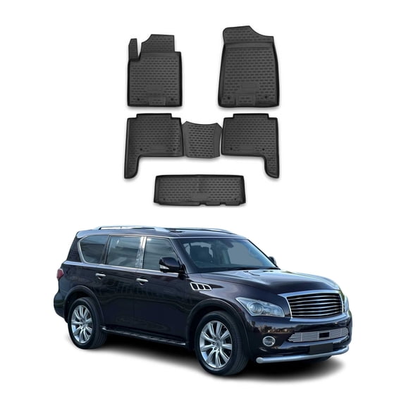 OMAC Floor Mats Liner for Infiniti QX80 2015-2024 Black TPE All-Weather 5 Pcs