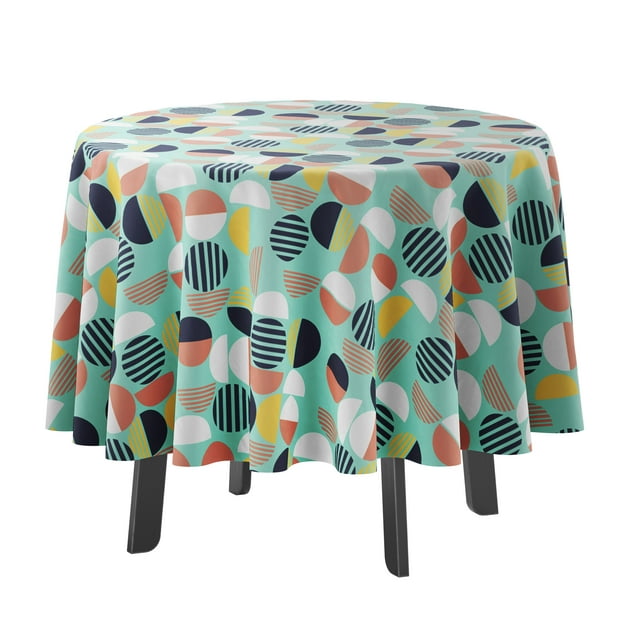 Vargottam Indoor/OutdoorRoundTablecloth 58 InchRoundTablecloth Waterproof PatioTableCloths- Spring/SummerTableCovers for Backyard CircularTable/BBQs/Picnic -Aquamarine2