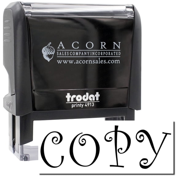 Large Self-Inking Curly Copy Stamp, Trodat Printy 4913, Press and Print Stamping, Impression Size 7/8" x 2-1/4", Up to 10,000 Impressions - Black Ink