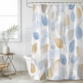 thumbnail image 4 of Botanical Leaves Bathroom Shower Curtains with 12 Hooks Waterproof Shower Curtain for Stalls and Bathtubs Orange Gray Blue Leaf Branches Modern Decorative Bathroom Privacy Curtain 36x72 Inches, 4 of 9