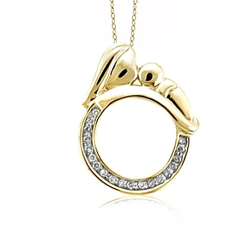 JewelersClub 1/10 Carat T.W. White Diamond Gold over Silver Mother and Child Circle Pendant