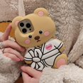 thumbnail image 1 of Funda de teléfono Kawaii 3D Albornoz Bear para iPhone, 13, 11, 12, 14 Pro Max, 12Pro, Funda suave, Linda caricatura, Funda de silicona a prueba de golpes zhangmengya LED, 1 of 1