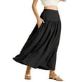 thumbnail image 4 of vigerkar Boho Maxi Skirts for Women Casual High Waisted Swing Flowy Pleated Long Skirt with Pocket Black, M, 4 of 5