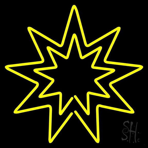 Bahai LED Neon Sign 24" Tall x 24" Wide - inches Black Square Cut Acrylic Backing, with Dimmer - Premium built indoor Sign for Home décor, Event, Religious place, Store interior, Office.