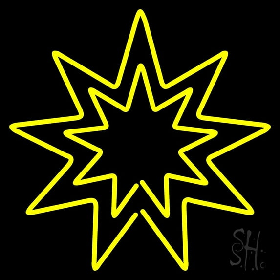 Bahai LED Neon Sign 24" Tall x 24" Wide - inches Black Square Cut Acrylic Backing, with Dimmer - Premium built indoor Sign for Home décor, Event, Religious place, Store interior, Office.