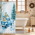thumbnail image 3 of Erosebridal Christmas Truck Shower Curtain 72Wx72L,Winter Scene Bathroom Curtain,Light Blue, 3 of 6