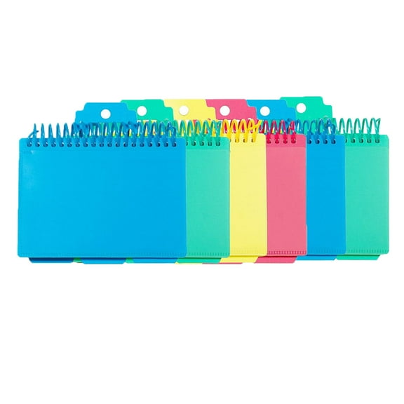 C-Line Spiral Bound Index Card Notebook with Index Tabs, Assorted Tropic Tones Colors, Pack of 6