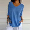 thumbnail image 4 of Solid Color Knitted V-Neck Top, V Neck Loose Pullover Knit Sweaters Tops, Plus Size Tshirts for Women, 4 of 7