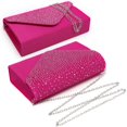 thumbnail image 4 of Bolso de noche Dasein para mujer, satinado, con strass, color rosa intenso, 4 of 7