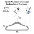 thumbnail image 2 of 50 Ganchos de Terciopelo para Ropa de Bebe, Gancho Plateado Giratorio de 360 Grados GRIS, 2 of 4