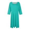 thumbnail image 5 of Huankd 3/4 Sleeve Dress for Women Crew Neck Pockets Vintage A-Line Swing Midi Dresses Turquoise M, 5 of 5