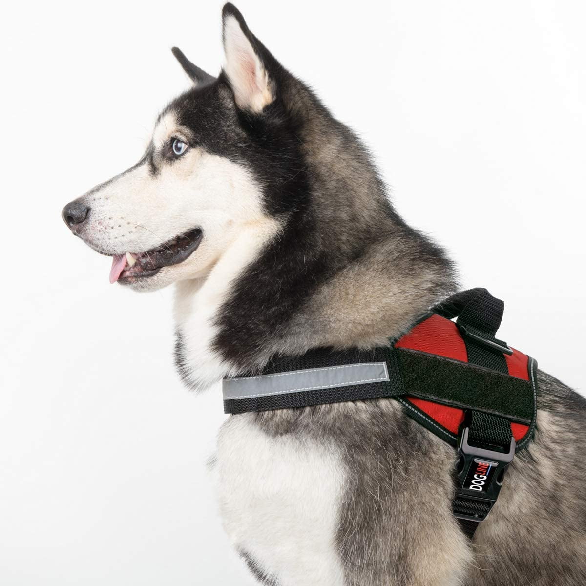 DogLine - Dog Harness, Reflective No-Pull Adjustable Pet Vest with Handle for Walking, Training, Service and Outdoors - Breathable No - Choke Room for Patches(Red: Girth 28" - 38")