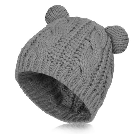 Vbiger Women Warm Hat Cat Ear Knitted Warm Cap Beanie Hat for Women, Cute Christmas Gift, Grey