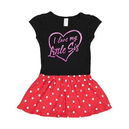 

Inktastic I Love My Little Sis in Pink Chalk Heart Gift Toddler Girl Dress
