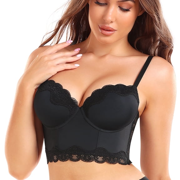 ATENAR Womens Bras,Push Up Bra,Supportive Bras for Women,Breathable,Comfort Fit,Solid,Polyester,Black,90B-90D
