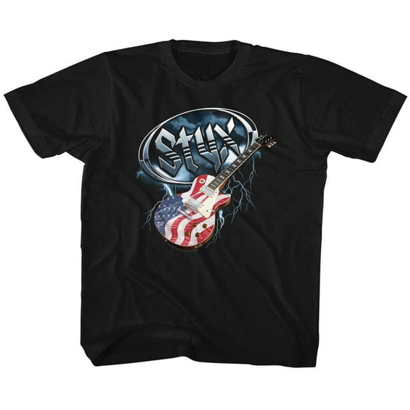 Styx Flag Guitar Black Children's T-Shirt