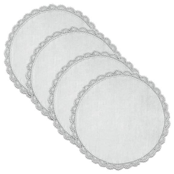 Heritage Lace CEPE-1200W-S 12 in. Crochet Envy Petal Edge Round Doily - White - Set of 4