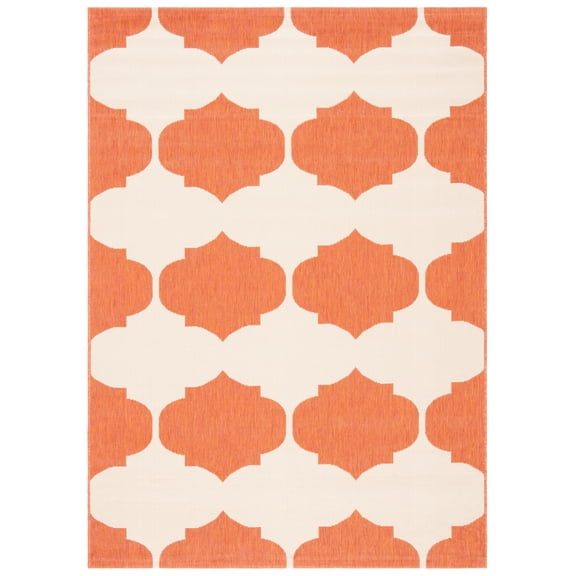 Safavieh Courtyard Elwyn Geometric Indoor/Outdoor Area Rug, Beige/Terracotta, 5'3" x 7'7"