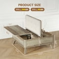 thumbnail image 4 of Flycity Large Square Lift-Top Coffee Table with Storage, 3 in 1 Multi-Function Convertible Ottoman Bench, Farmhouse Upholstered Coffee table with Wooden Legs for Living Room & Bedroom (Grey), 4 of 10