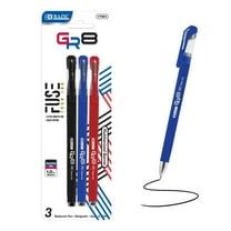 BAZIC GR8 Assorted Color Oil Gel Ink Pen w/ Rubber Barrel, 0.7mm (3/Pack), 24-Pack
