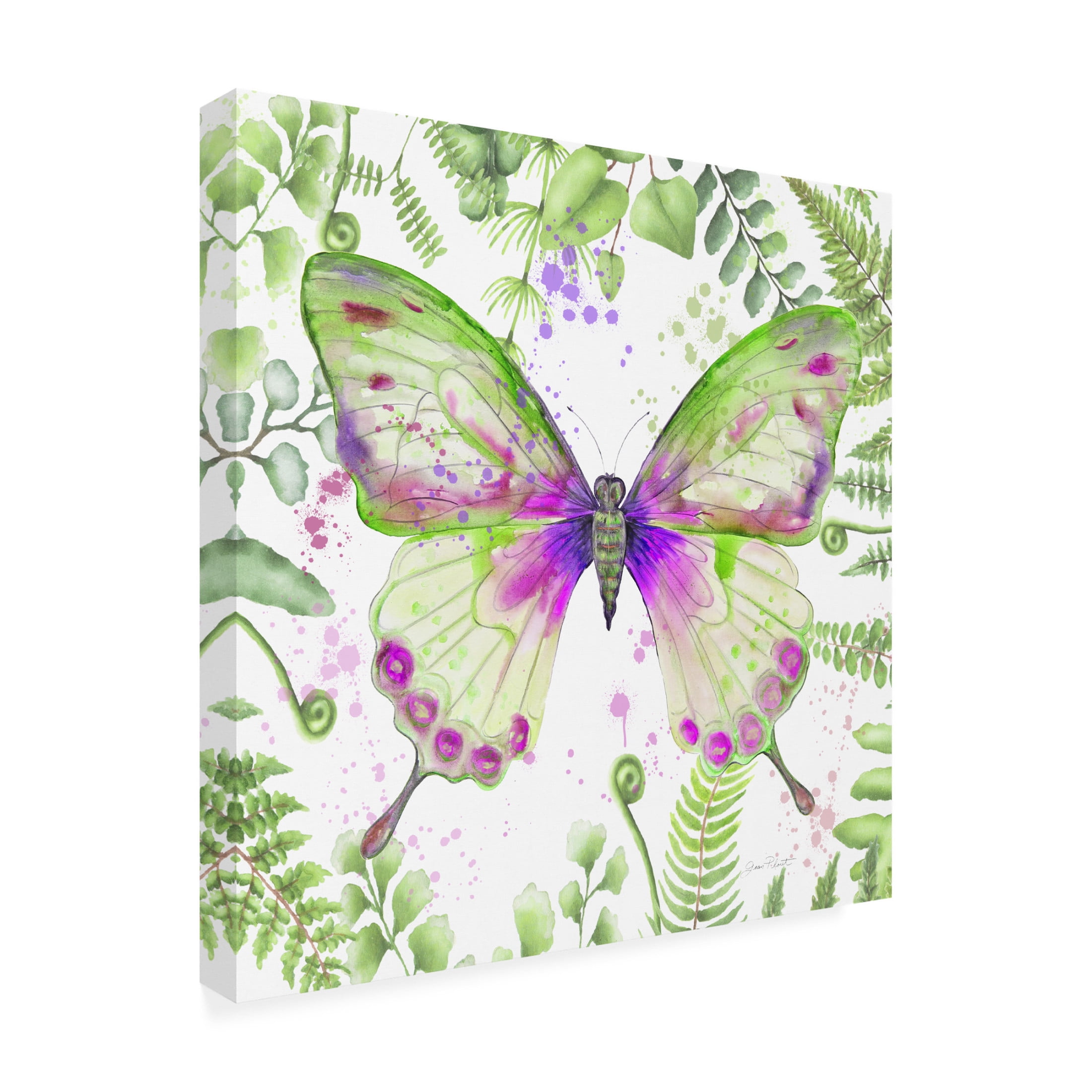 Canvas Wall Art - Jean Plout 'Botanical Butterfly Beauty 3' Wall Art for Living Room, Bedroom, or Office Décor by Trademark Fine Art - 35 x 35 Inches