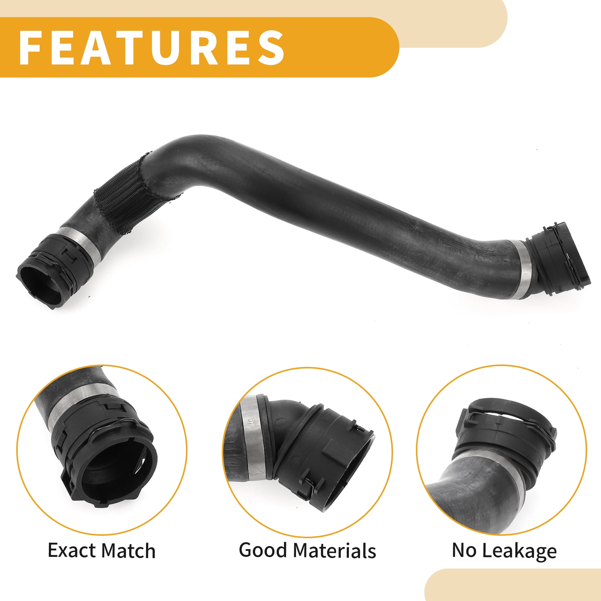 Unique Bargains Lower Radiator Coolant Hose For BMW 530i XDrive 2017-2020 Rubber Black