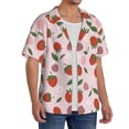thumbnail image 2 of Gukieu Floral Strawberr Print Men's Short-sleeved Shirts, Button-down Pocket Shirts, T-shirts, Beach Vacation Travel Summer Clothing-Large, 2 of 5