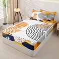 thumbnail image 2 of Homewish Bohemian Abstract Stripes Zipper Queen Comforter Set with Fitted Sheet and 2 Pillowcases,Mid-Century Plants Zipper Bedding Set,White Orange,Reversible,4pcs, 2 of 8