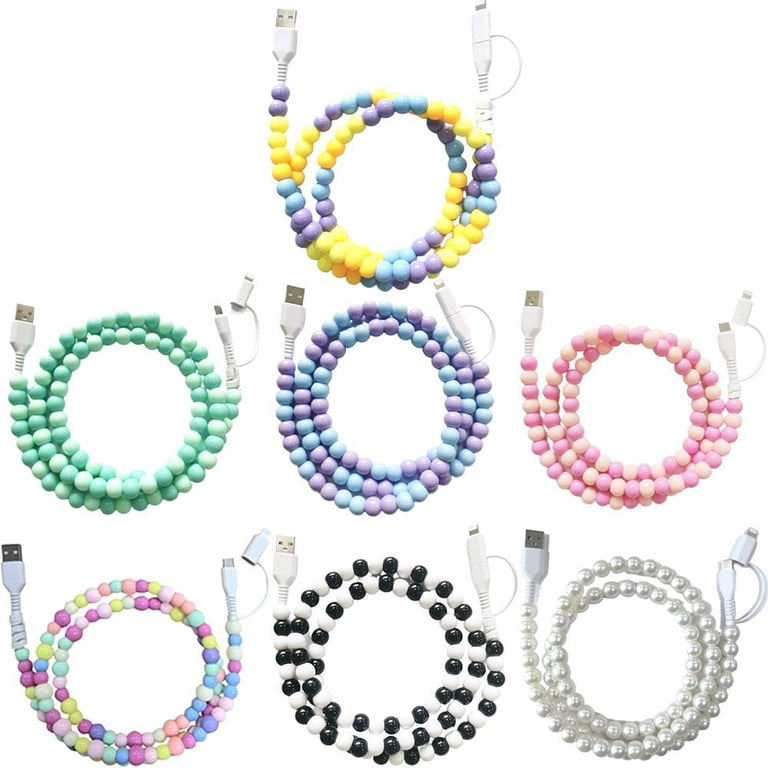 2026 New Beaded Charging Cord, 2 in 1 Bead Charger Cord, Colorful