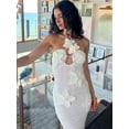 thumbnail image 4 of Vestido largo de punto con flores para mujer, traje Sexy sin mangas, con cuello Halter, a la moda, para vacaciones y playa, 2024, 4 of 5